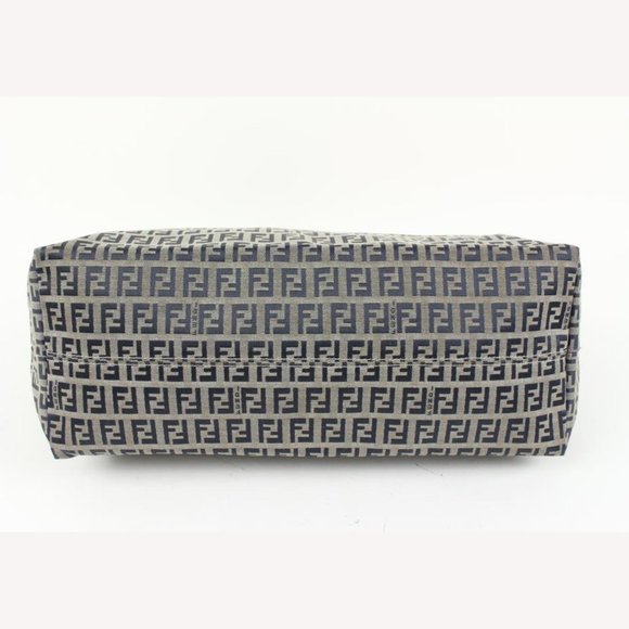 Fendi Navy x Grey Monogram FF Zucca Roll Shopper Tote Bag 60f414s - Picture 9 of 12